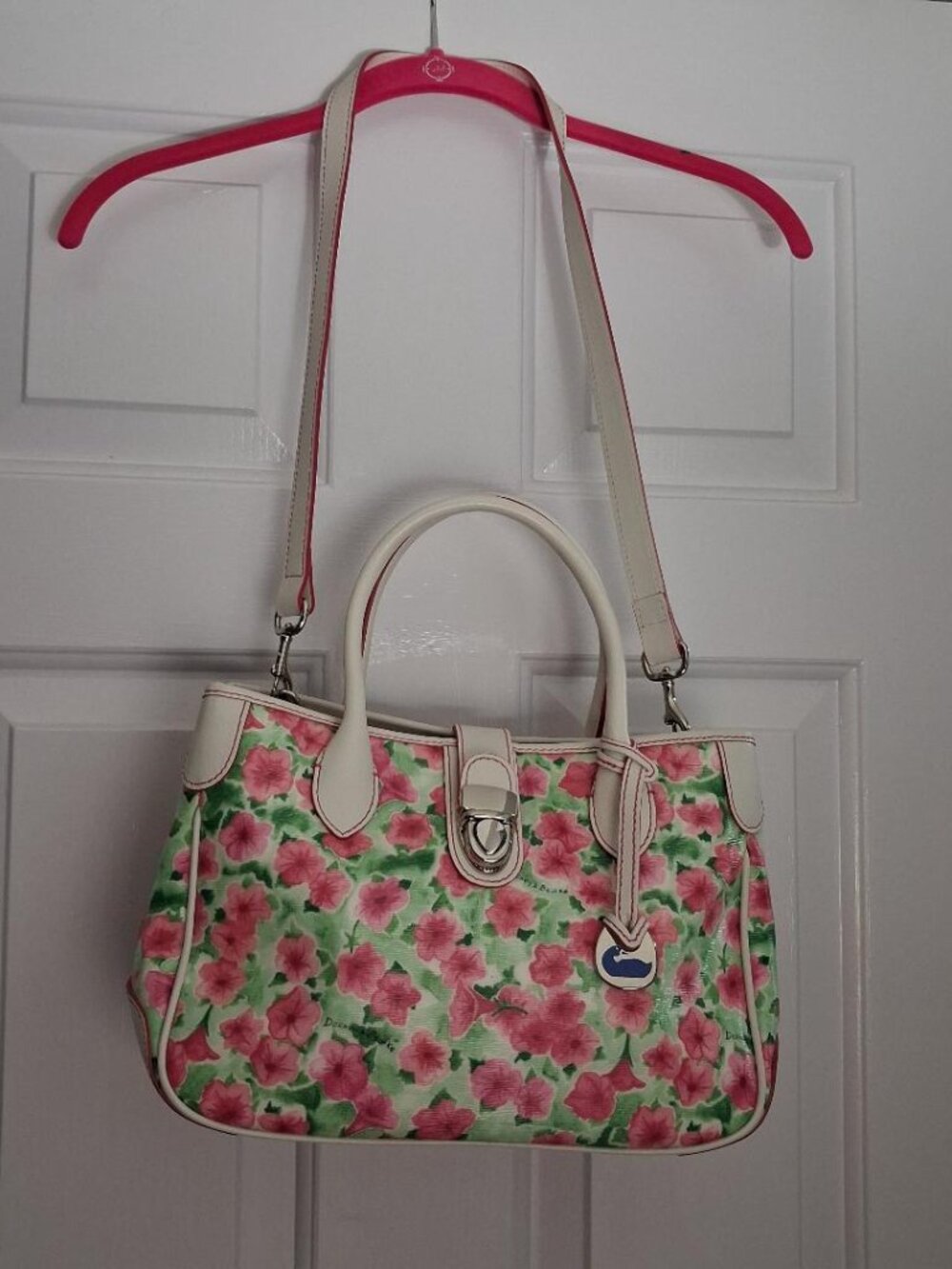 Vintage Dooney & Bourke Pink Petunia Floral Spring Satchel - Picture 3 of 12